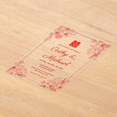 Chinesischer Hochzeitsheim in Beige-Blumengestein Acryleinladungen (Ablage )