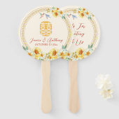 Chinesischer Hochzeitsrahmen Gelbblütenvogel Fächer (Vorne und Hinten)