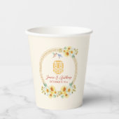 Chinesischer Hochzeitsrahmen Gelbblütenvogel Pappbecher (Vorderseite)