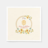 Chinesischer Hochzeitsrahmen Gelbblütenvogel Serviette (Vorderseite)