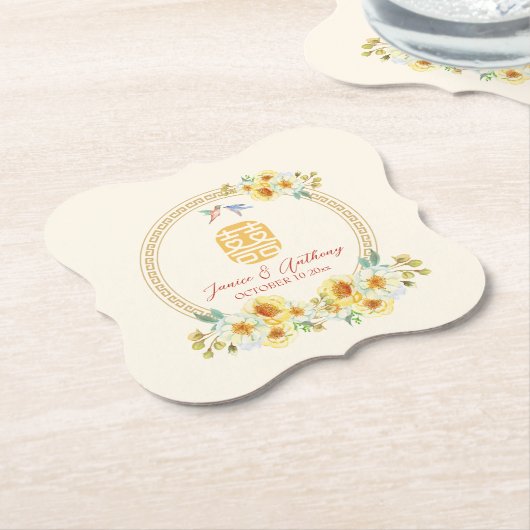 Chinesischer Hochzeitsrahmen Gelbblütenvogel Untersetzer (angewinkelt)