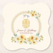 Chinesischer Hochzeitsrahmen Gelbblütenvogel Untersetzer (Vorderseite)