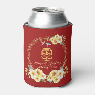 Chinesischer Hochzeitsrahmen rote Blumen-Vögel ele Dosenkühler