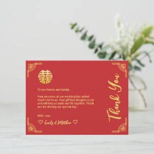Chinesischer Hochzeitsroter goldener Rahmen Kreis Dankeskarte