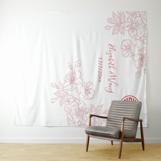 Chinesischer Hochzeitstag mit Blütenrot Wandteppich (Beispiel (Horizontal))