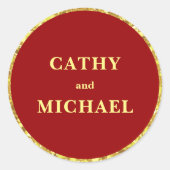 Chinesischer Hochzeitstil-Glitzer Runder Aufkleber (Vorderseite)