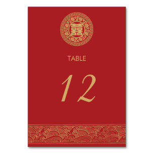 Chinesischer Hochzeitstisch mit doppelter Glückska Tischnummer