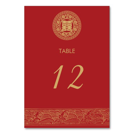 Chinesischer Hochzeitstisch mit doppelter Glückska Tischnummer (Vorderseite)