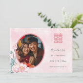 Chinesischer Hochzeitungs-Wasserfarblotus Save the Save The Date (Stehend Vorderseite)