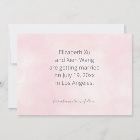 Chinesischer Hochzeitungs-Wasserfarblotus Save the Save The Date (Rückseite)