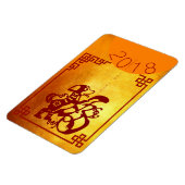 Chinesischer Hund Jahr 2018 Red Papercut Gold 4x6 Magnet (Linke Seite)