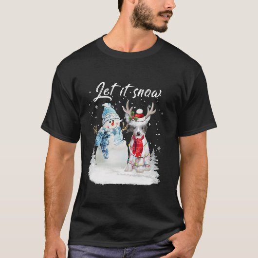 Chinesischer Hund Weihnachtsschneemann Xm T-Shirt (Vorderseite)