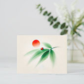Chinesischer Ink Ladybug auf Bamboo Postkarte (Stehend Vorderseite)