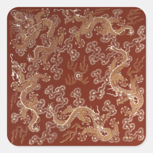 Chinesischer Kaiserdrache Moderne Quadratischer Aufkleber (Vorderseite)