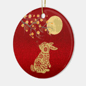 Chinesischer Kaninchenmoon Keramik Ornament (Links)