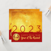 Chinesischer Kaninchenschnitt 2023 Party SqInv Karte (Vorderseite/Rückseite Beispiel)