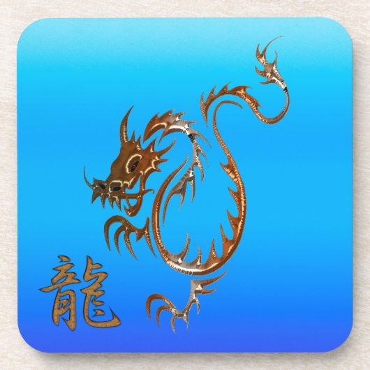 Chinesischer Kupferdrache über die Blue Drink Coas Untersetzer (Vorderseite)