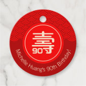 Chinesischer "Langlebensdauer"-Geburtstag (ROT) Geschenkanhänger (Vorderseite)