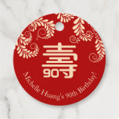 Chinesischer "Langlebigkeit"-Geburtstag (ROT) Geschenkanhänger (Vorderseite)