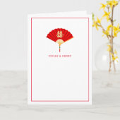 Chinesischer Lüfter mit doppeltem Glück | Chinesis Karte (Gelbe Blume)