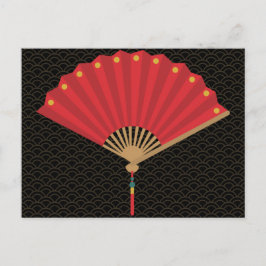 Chinesischer Lüfter - Neues Jahr Postkarte
