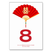 Chinesischer Lüfter und doppeltes Glück | Chinesis Tischnummer (Vorderseite)