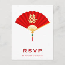 Chinesischer Lüfter und RSVP zur Hochzeit mit dopp