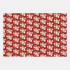 Chinesischer Luxus-Rotkaninchenlunar Geschenkpapier Set