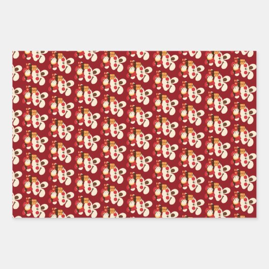 Chinesischer Luxus-Rotkaninchenlunar Geschenkpapier Set (Vorderseite)