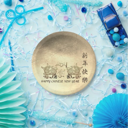 Chinesischer Metal Ox New Year 2021 PP Pappteller (Party)