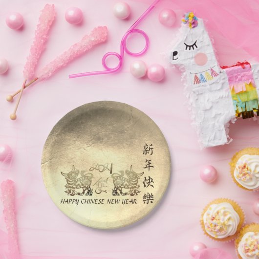 Chinesischer Metal Ox New Year 2021 PP Pappteller (Party)