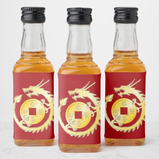 Chinesischer Monddrache 2024 Alkoholflaschenetikett (Flaschen)