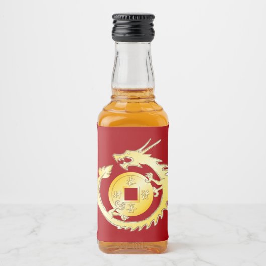 Chinesischer Monddrache 2024 Alkoholflaschenetikett (Vorderseite)