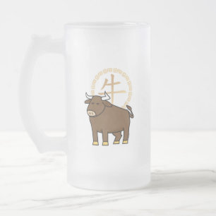 Chinesischer Mondkalender Neujahr Ox Bull Glücksge Mattglas Bierglas