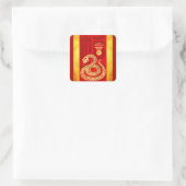 Chinesischer Mondneubauten 2025 Snake Red Gold SqS Quadratischer Aufkleber (Tasche)