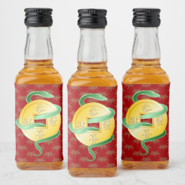 Chinesischer Mondneubauten Snake 2025 Goldmünze Alkoholflaschenetikett