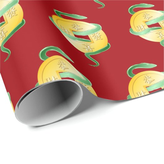 Chinesischer Mondneubauten Snake 2025 Goldmünze Geschenkpapier (Rolleneckpunkt)