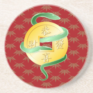 Chinesischer Mondneubauten Snake 2025 Goldmünze Getränkeuntersetzer