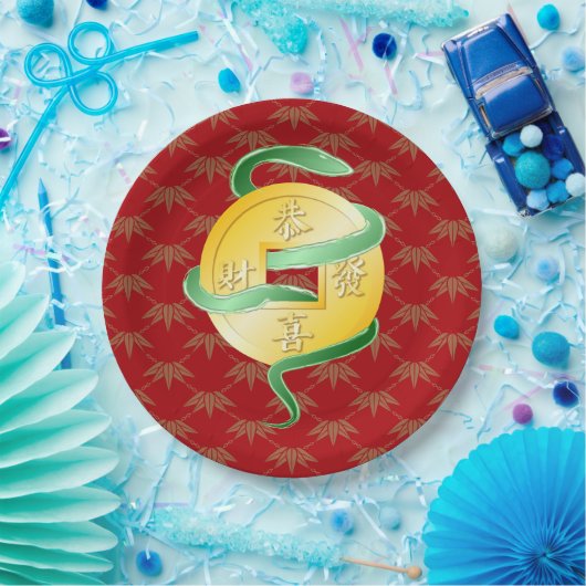 Chinesischer Mondneubauten Snake 2025 Goldmünze Pappteller (Party)