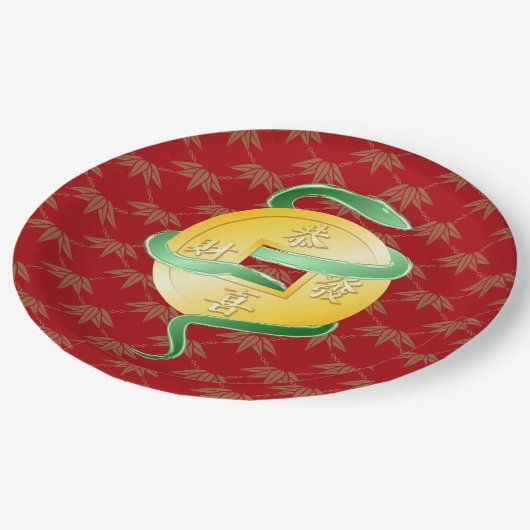 Chinesischer Mondneubauten Snake 2025 Goldmünze Pappteller (Schrägansicht)