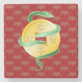 Chinesischer Mondneubauten Snake 2025 Goldmünze Steinuntersetzer