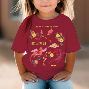 Chinesischer Mondneujahrs des Drachenroten T-Shirt