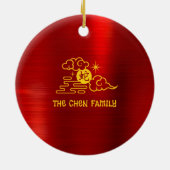 Chinesischer Mondneunjahrschlange Roter Streifen G Keramik Ornament (Hinten)