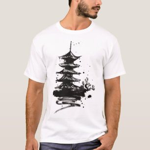 Chinesischer Monk Tower T - Shirt - Spiritueller a