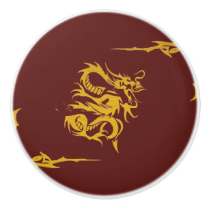 Chinesischer Mythologie-Drache, Wirbel - rotes Keramikknauf