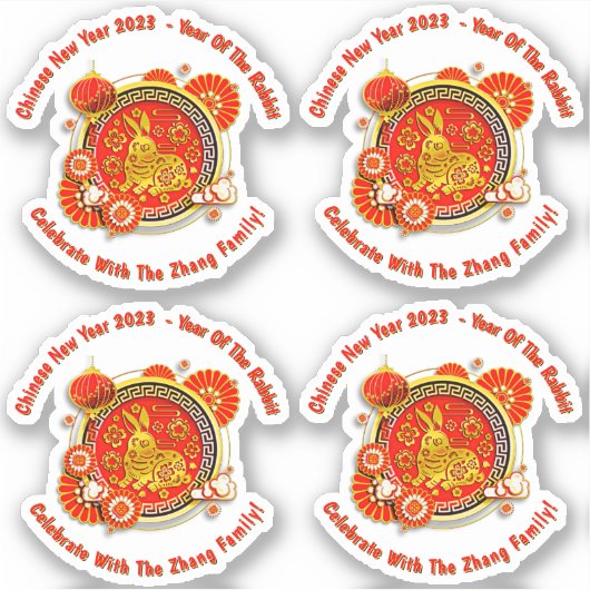 Chinesischer Name Neujahr 2023 Jahr des Kaninchens Aufkleber (Vorderseite)