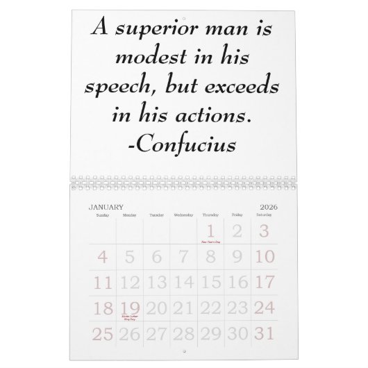 Chinesischer neues Jahr Konfuzianerkalender Kalender (Jan 2026)