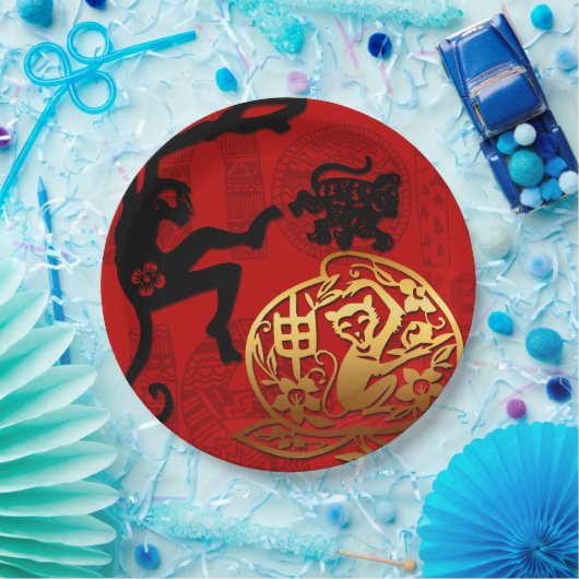 Chinesischer Neujahr Niedlicher Affe Zodiac Birthd Pappteller (Party)