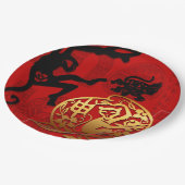 Chinesischer Neujahr Niedlicher Affe Zodiac Birthd Pappteller (Schrägansicht)