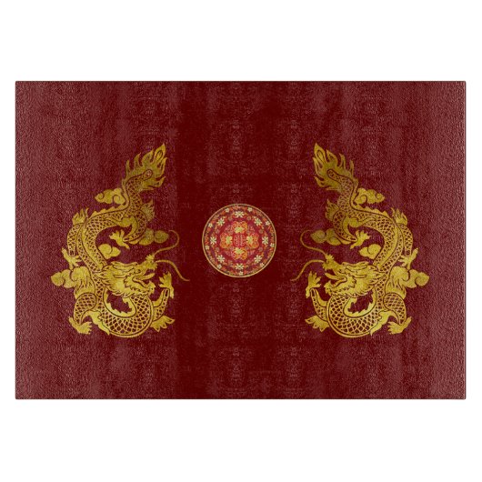 Chinesischer Neujahrdrache 2024 dekoriert CB2 Schneidebrett (Vorderseite)